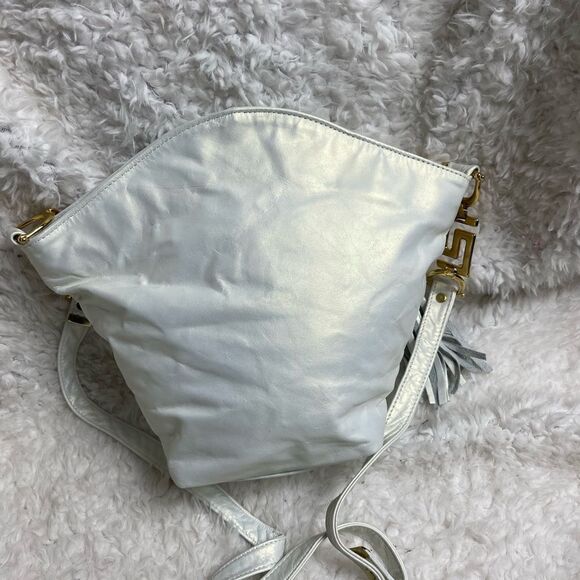 Paris Leather New York leather marble white bucket shoulder gold tone ac… - Picture 3 of 14